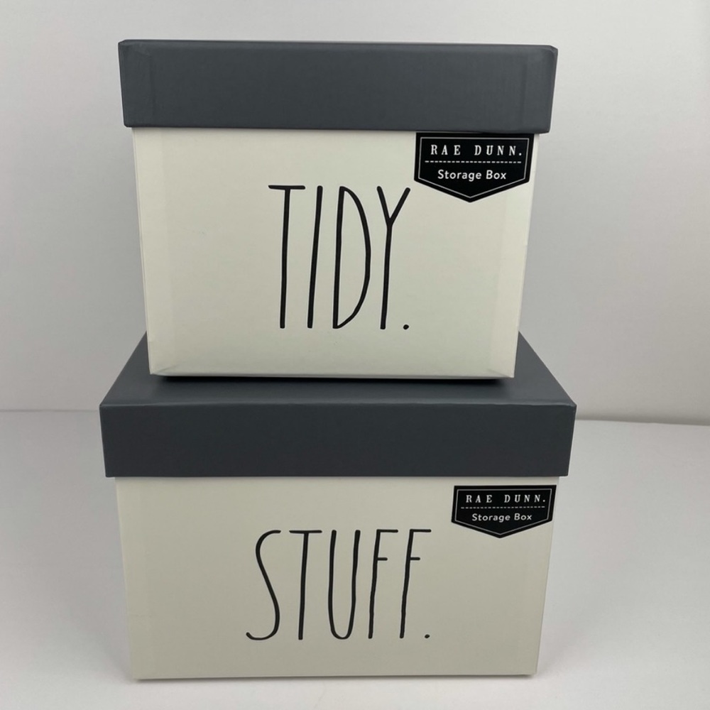 Rae Dunn Storage Boxes - set - STUFF & TIDY - New